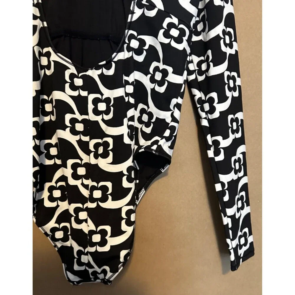 NWT Hurley Mod Max S Geo Floral Cheeky Rashguard One Piece Surf Suit Swimsuit